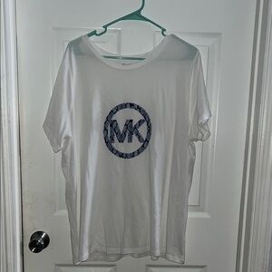 Michael Kors White Tee with Blue MK Emblem
